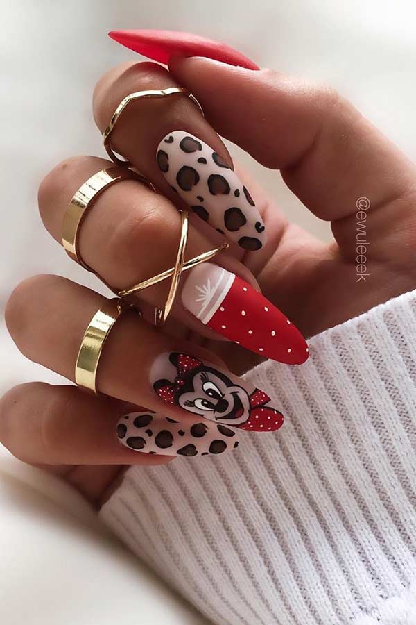 Cute Leopard and Disney Nails