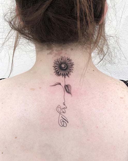 Elegant Sunflower Tattoo Design 