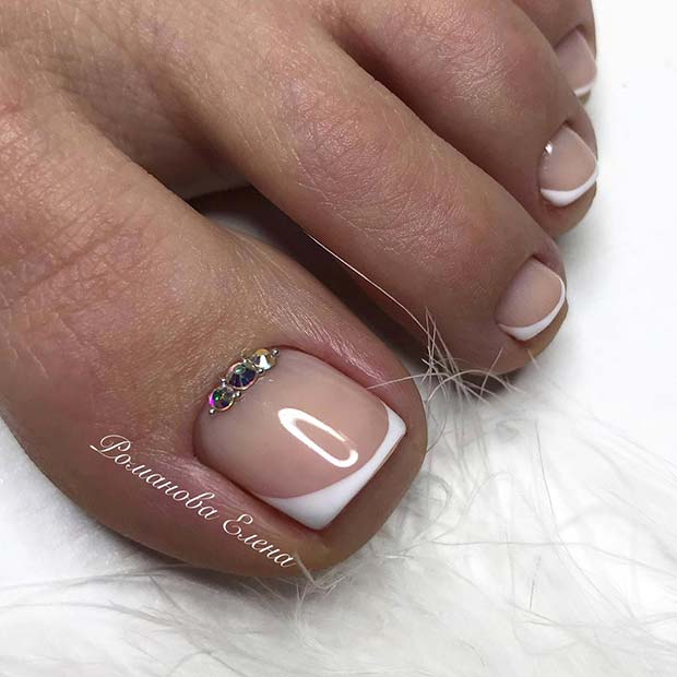 French Tips with Rhinestones