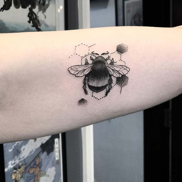 Furry Bee with Honeycomb Shapes