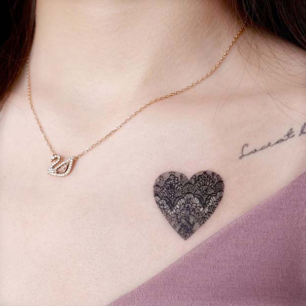 Small Lace Heart Tattoo