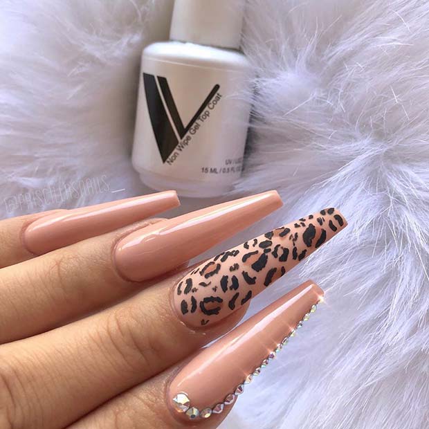 Long Nude Coffin Nails
