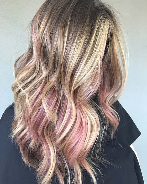 Low Key Pink Highlights for Blonde Hair 