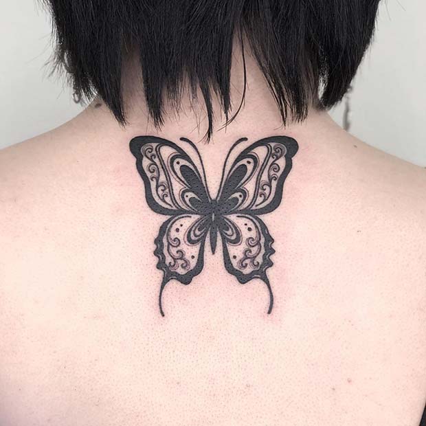 Patterned Butterfly Tattoo Design
