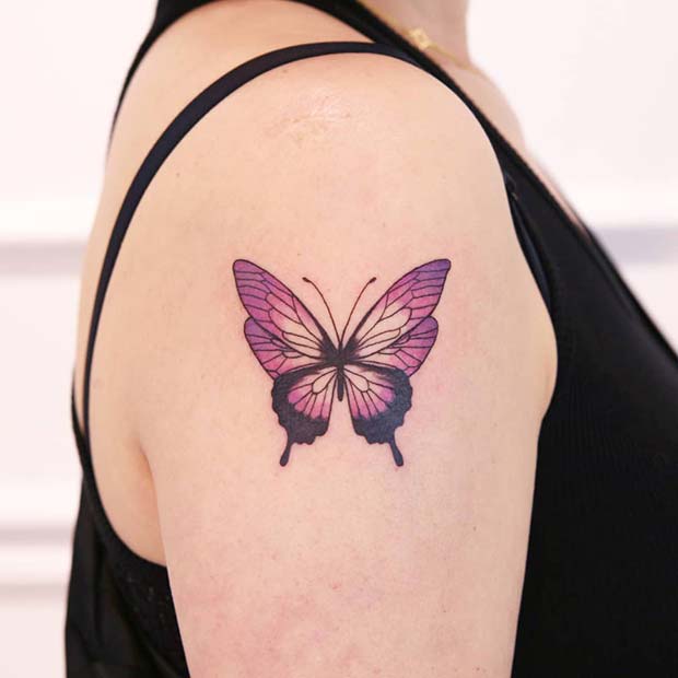 Pretty Purple Butterfly Tattoo