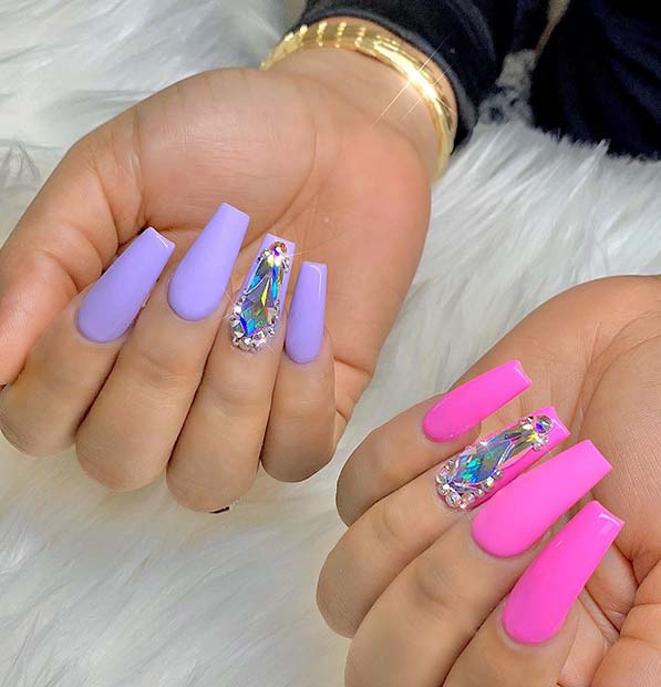 Purple and Pink Nail Design