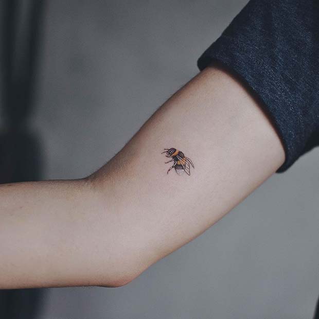 Small and Cute Bee Tattoo 