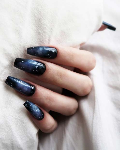 Space Theme Coffin Nails