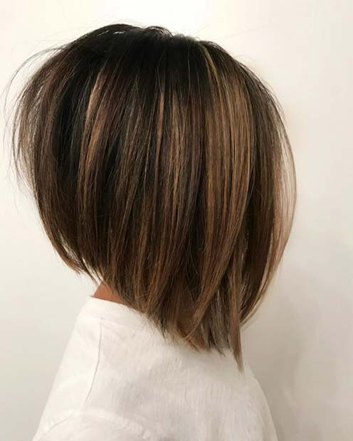 Stacked Long Bob with Highlights