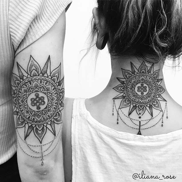 Stunning Sun Tattoo with Charms