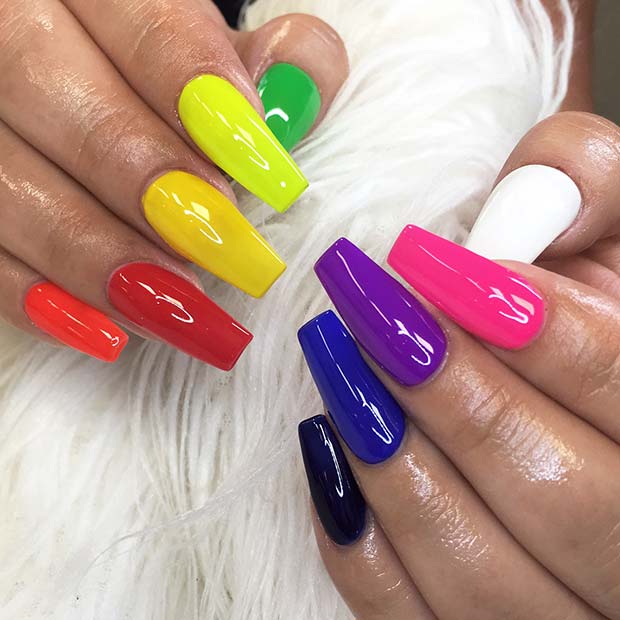 Simple Multi-Colored Nails