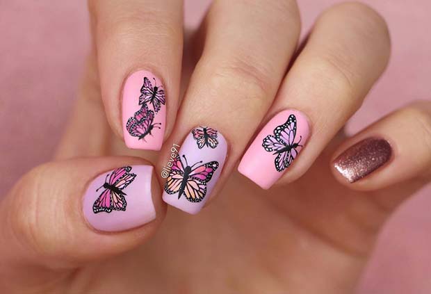 Beautiful Butterfly Nail Art
