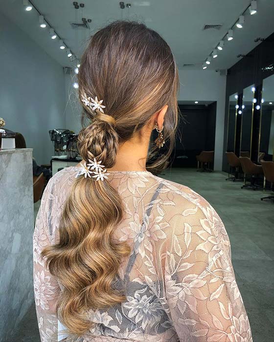 Braided Low Ponytail with Hair Accessories