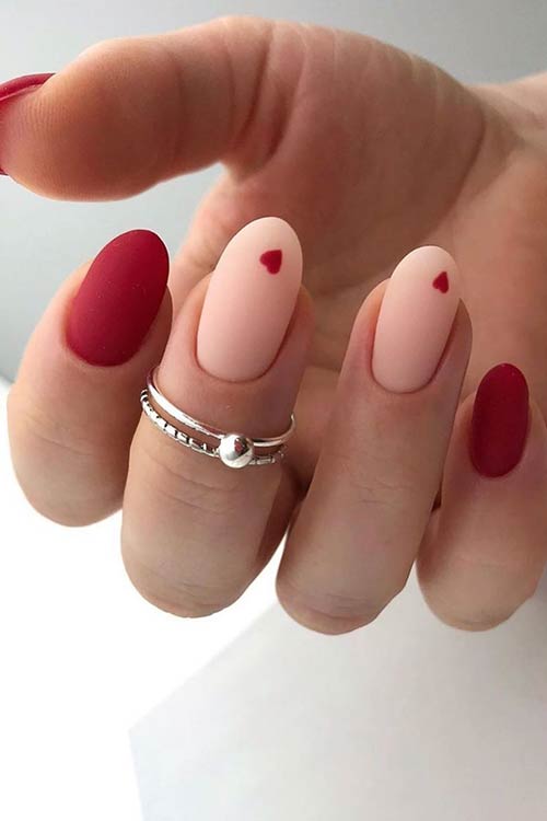 Cute Heart Nail Design for Oval Nails