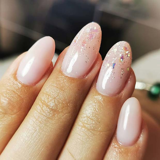Light Natural Nails with Subtle Glitter