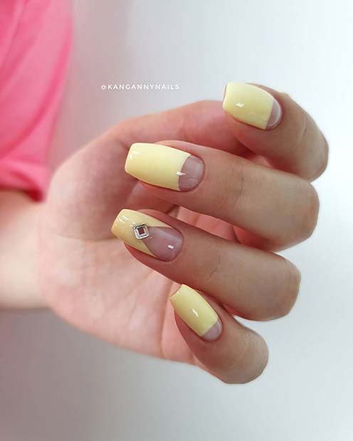 Nude and Pastel Yellow Nails
