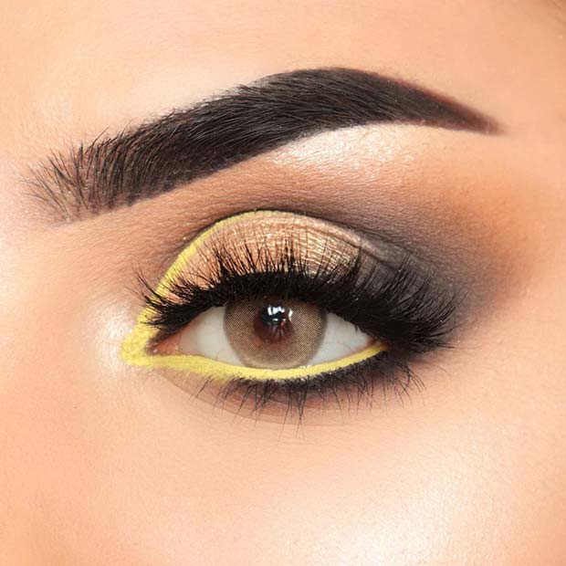 Smokey Eyes with a Flash of Yellow