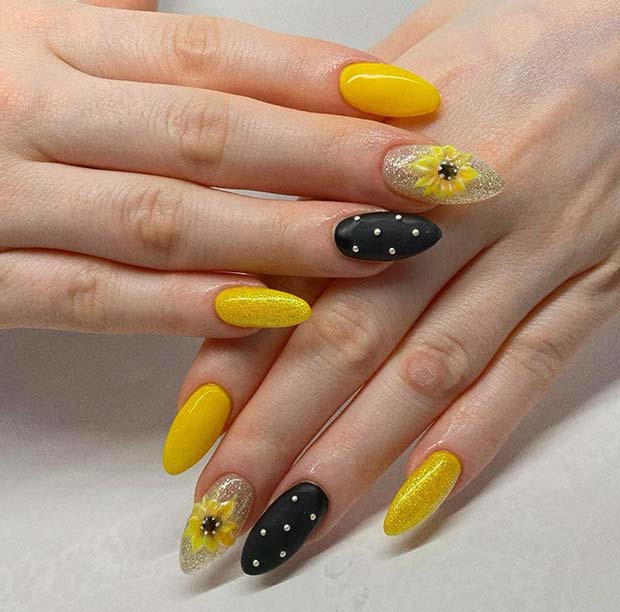 Stylish Sunflower Nails