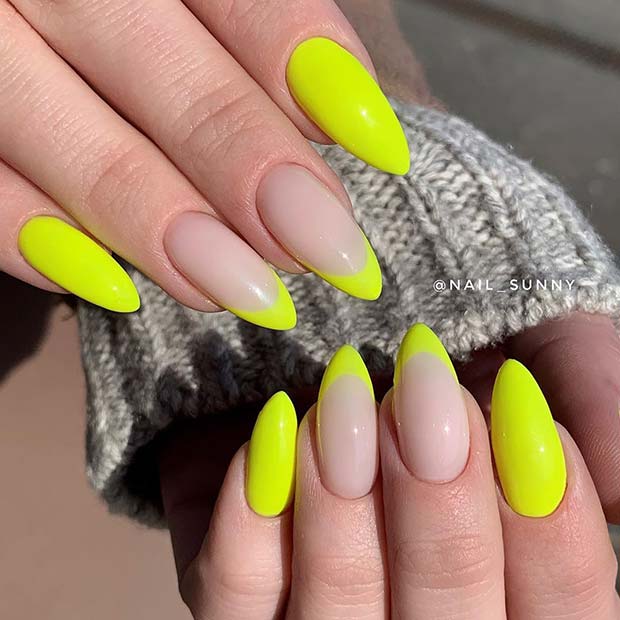 Yellow Tips and Bold Yellow Nail Color