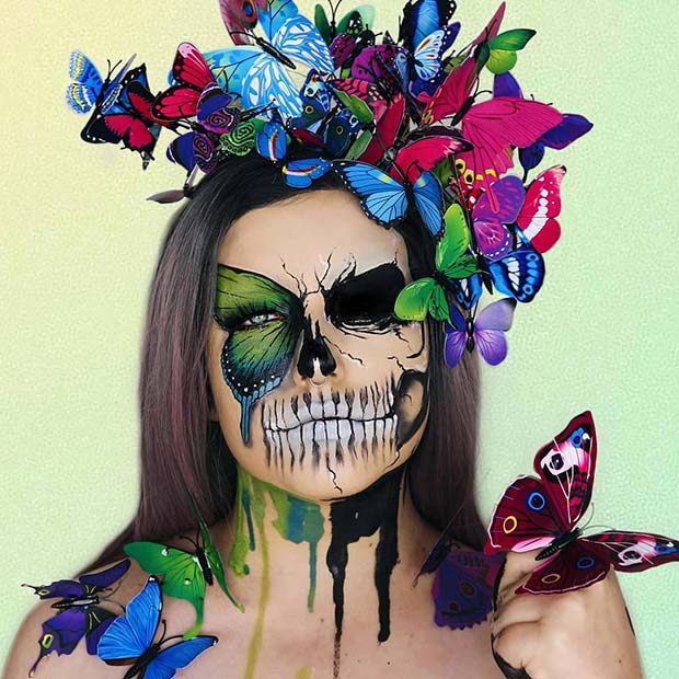 Beautiful Butterfly Design with a Scary Skeleton Illusion