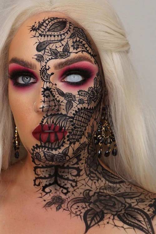 Black Lace Halloween Makeup