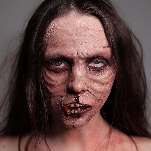 Creepy Zombie Illusion Makeup Idea