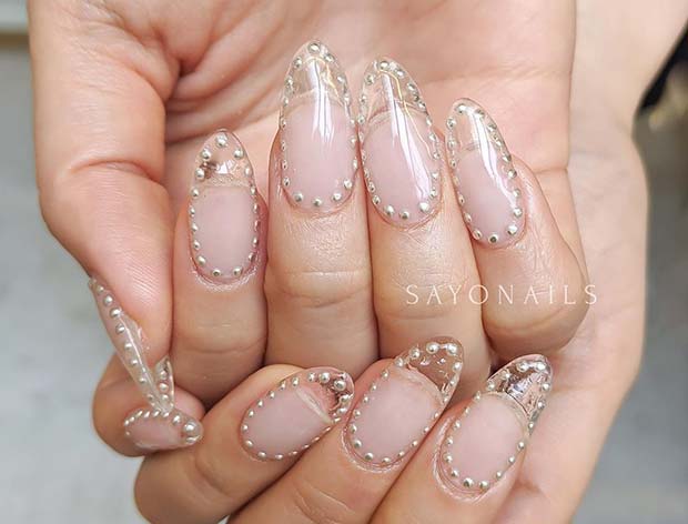 Dotted Clear Nails