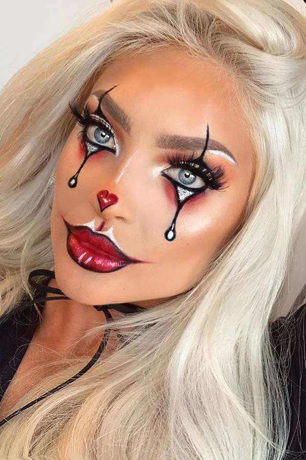 Easy Clown Makeup with Heart Nose