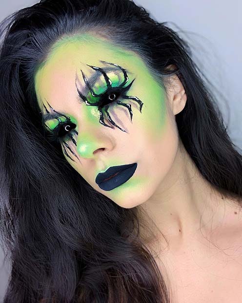 Green Makeup with Spider Eyes