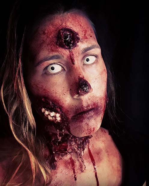 Zombie Illusion Makeup with Teeth