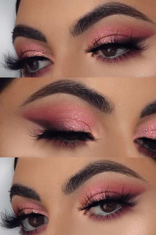 Sparkly Pink Eye Makeup Idea
