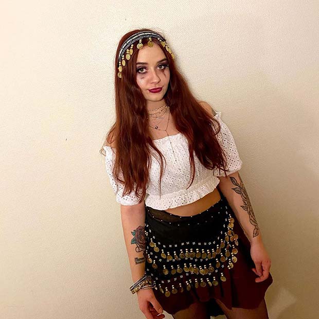 Gypsy Halloween Costume with Gold Coins