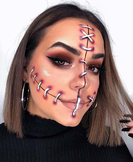 Creepy Stitches Halloween Makeup