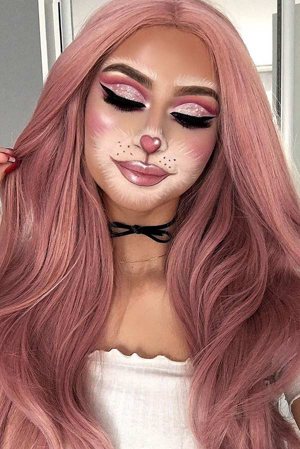 Cute Bunny Halloween Makeup Idea