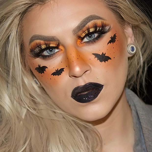 Cute Black and Orange Halloween Makeup Idea