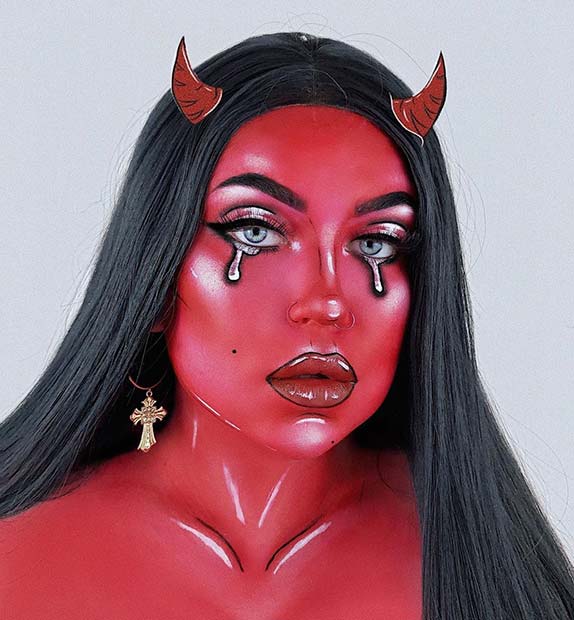 Devil Makeup with Tears