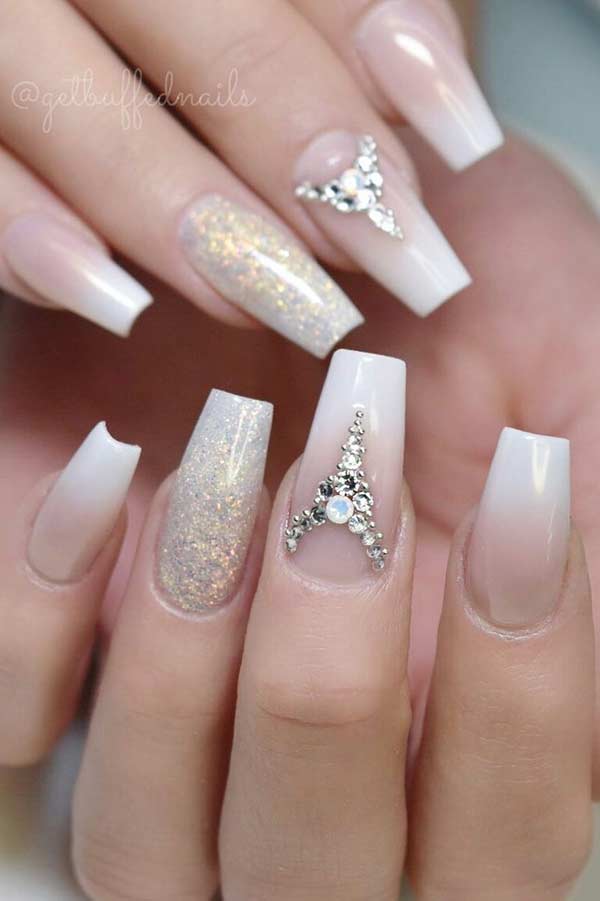 French Ombre Wedding Nail Design