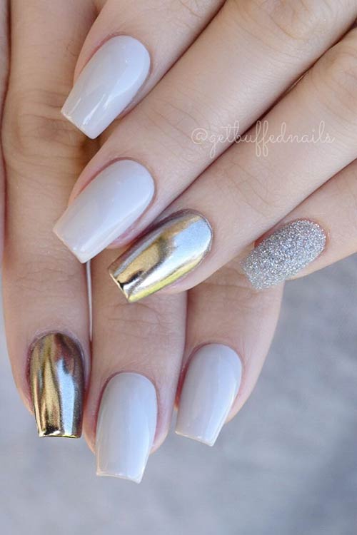 Grey Nails with Chrome