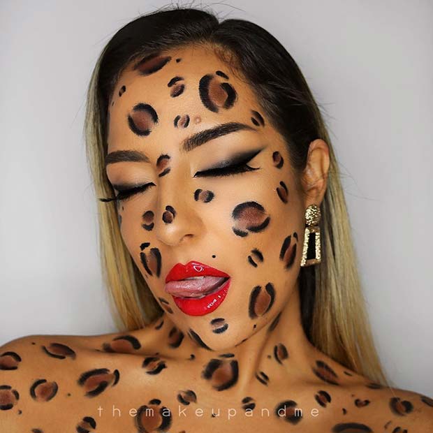 Hot Leopard Makeup Idea for Halloween