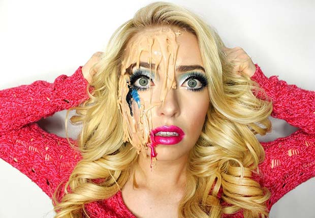 Melted Barbie Makeup for Halloween