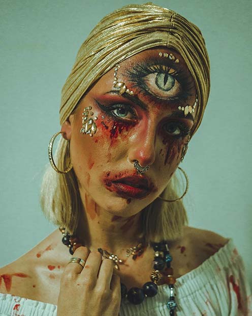 Scary Fortune Teller Makeup for Halloween