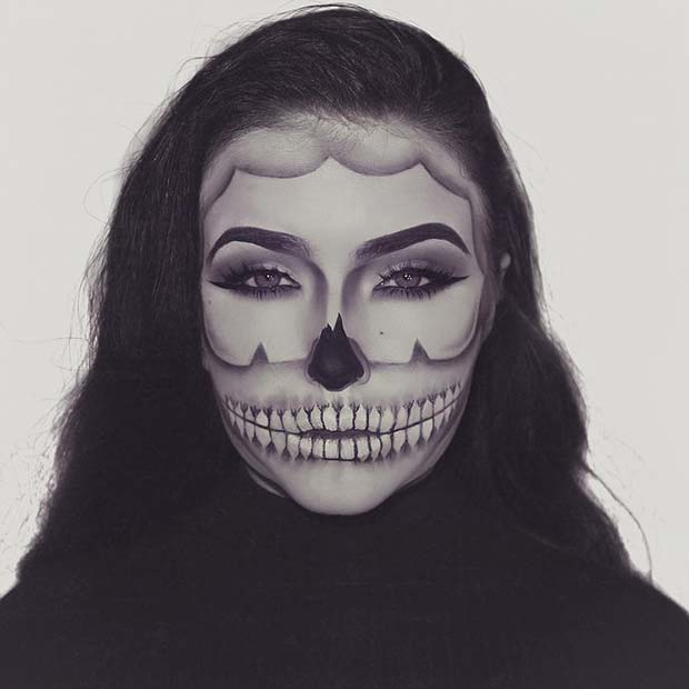 Grey Skeleton Illusion Halloween Makeup