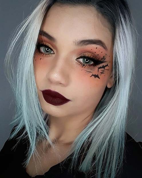 Stylish Eye Makeup with Bats