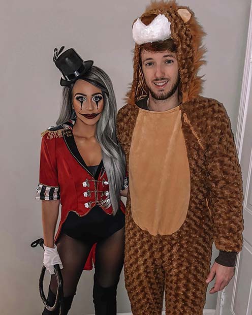 Lion Tamer and Lion for Halloween