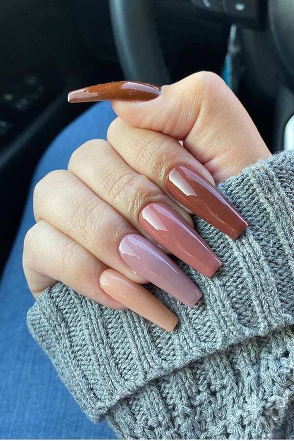 Simple Nude Coffin Nails