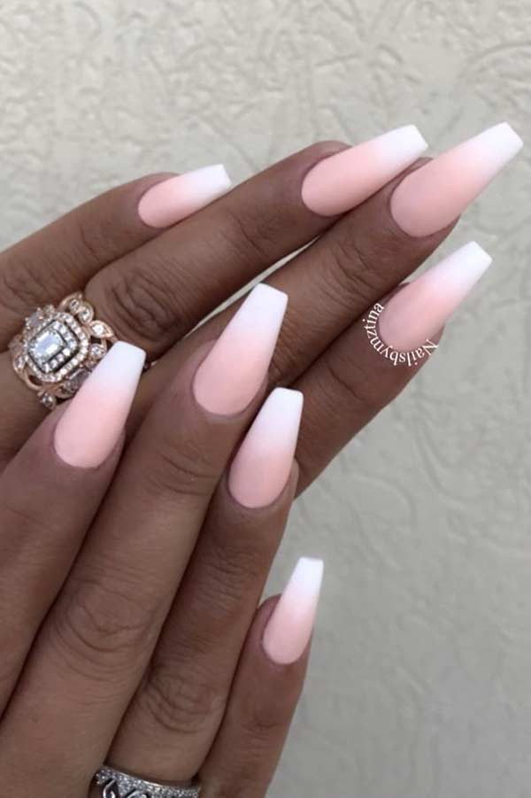 Matte Light Pink and White Nails
