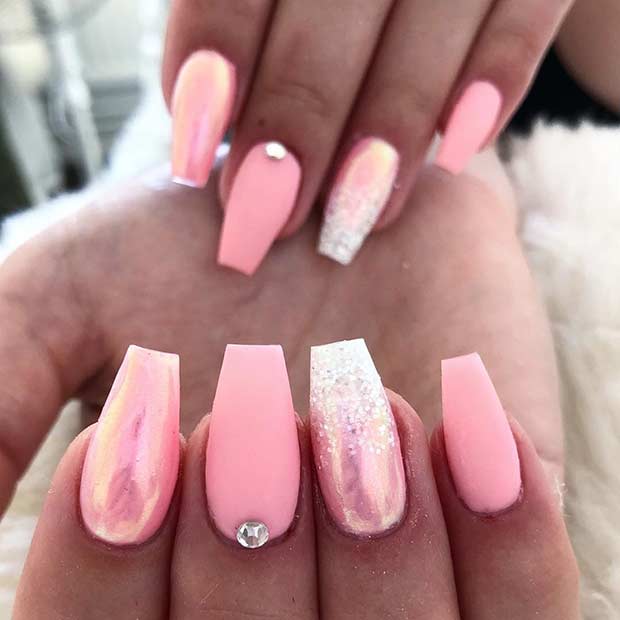 Pretty Light Pink Coffin Nails
