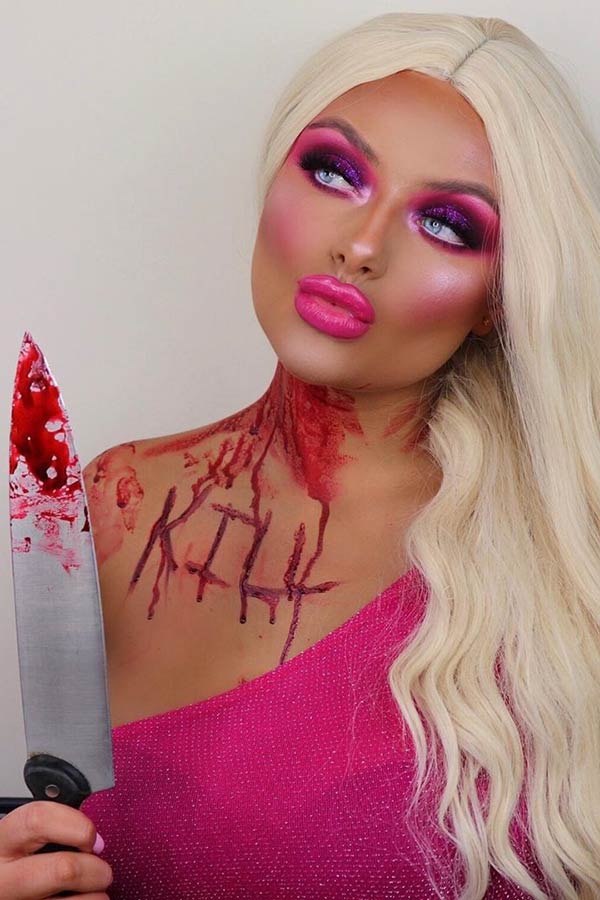 Scary Barbie Halloween Makeup